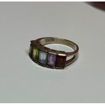 925 Sterling Silver Tourmaline Ring Size 5.5