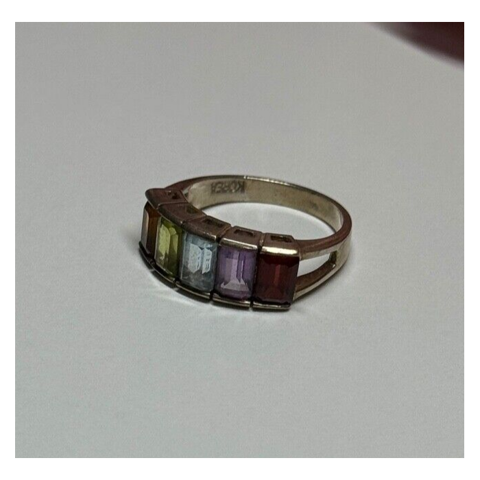 925 Sterling Silver Tourmaline Ring Size 5.5