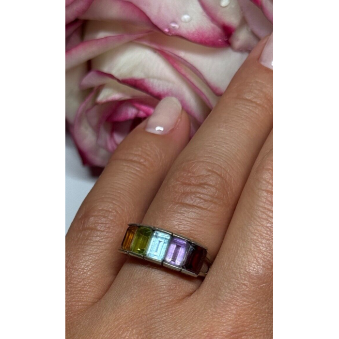 925 Sterling Silver Tourmaline Ring Size 5.5