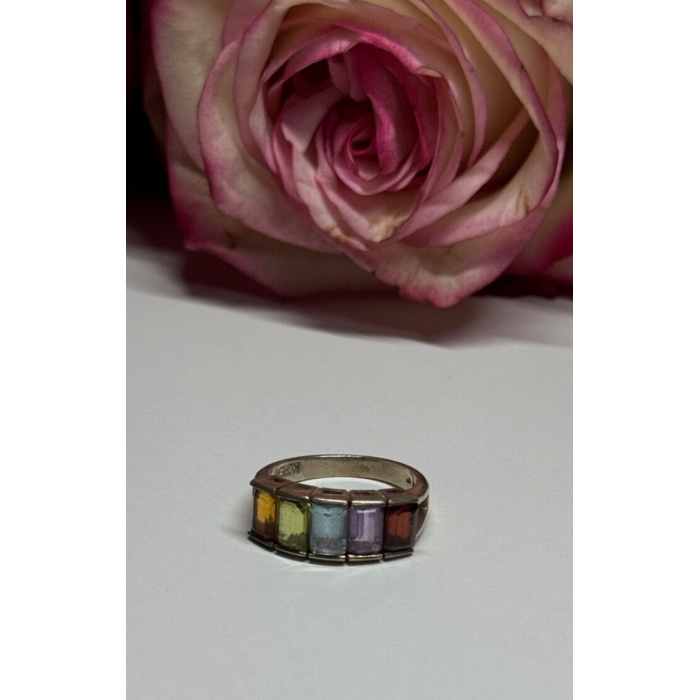 925 Sterling Silver Tourmaline Ring Size 5.5