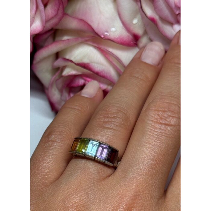 925 Sterling Silver Tourmaline Ring Size 5.5