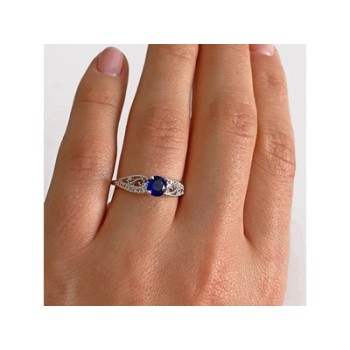 925 Sterling Silver Blue & White CZ Ring Size 7