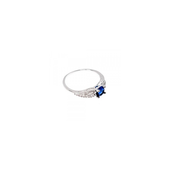 925 Sterling Silver Blue & White CZ Ring Size 7