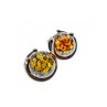 Vintage 925 Sterling Silver Amber Stud Earrings Italy
