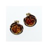 Vintage 925 Sterling Silver Amber Stud Earrings Italy