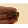 Vintage 925 Sterling Silver Amber Stud Earrings Italy