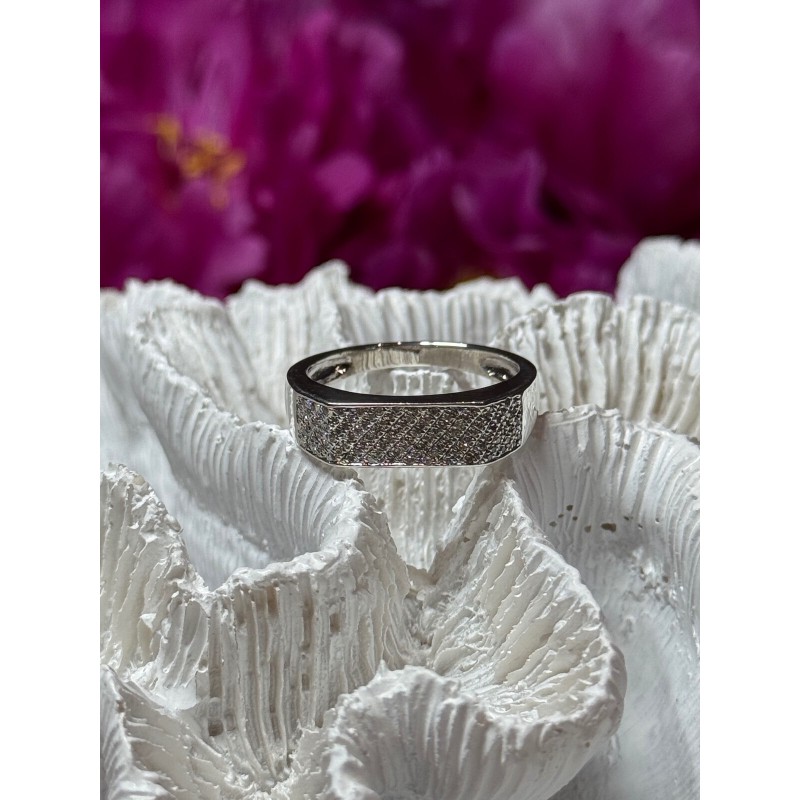 925 Sterling Silver Diamonds Ring Size 9.25