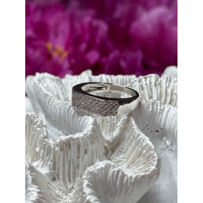 925 Sterling Silver Diamonds Ring Size 9.25