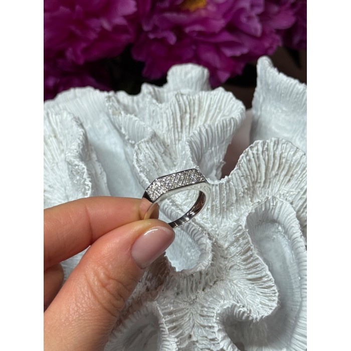 925 Sterling Silver Diamonds Ring Size 9.25