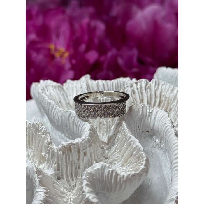 925 Sterling Silver Diamonds Ring Size 9.25