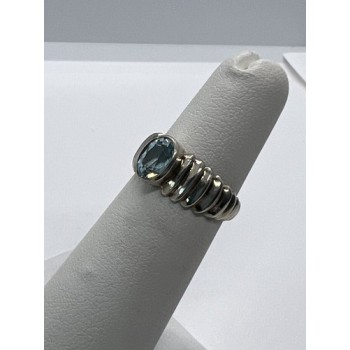 925 Sterling Silver & Blue Topaz Ring Size 5