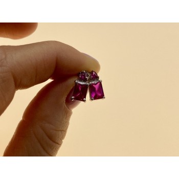 925 Sterling Silver Pink Topaz Stud Earrings