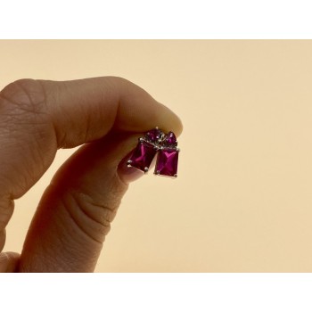 925 Sterling Silver Pink Topaz Stud Earrings