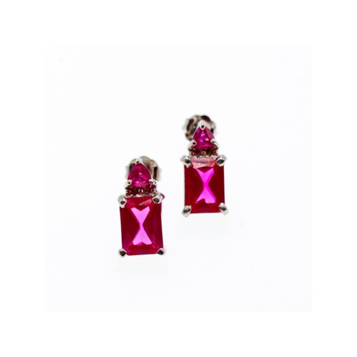 925 Sterling Silver Pink Topaz Stud Earrings