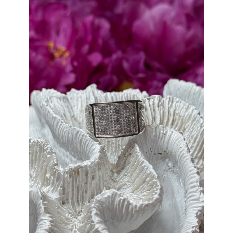 925 Sterling Silver Diamonds Ring Size 8.5