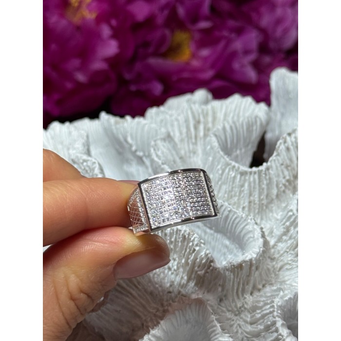 925 Sterling Silver Diamonds Ring Size 8.5