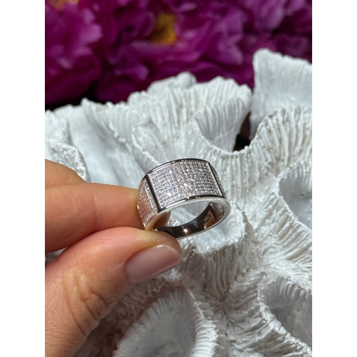 925 Sterling Silver Diamonds Ring Size 8.5