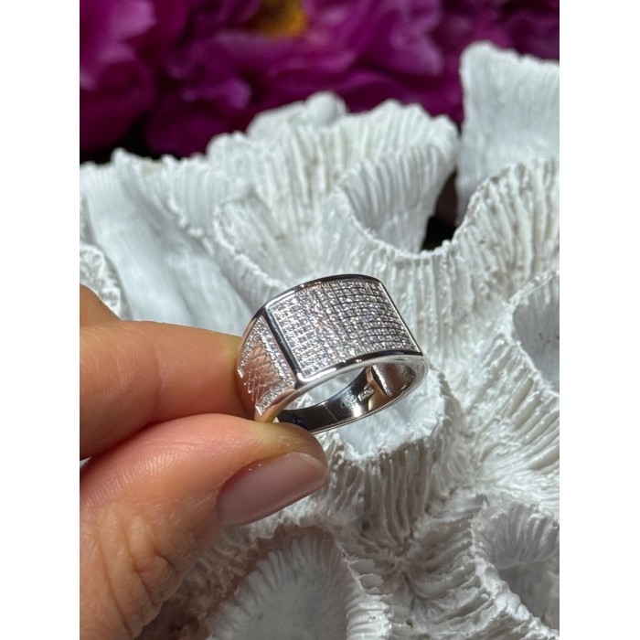 925 Sterling Silver Diamonds Ring Size 8.5
