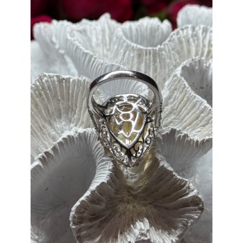 925 Sterling Silver Citrine & Beryl Ring Size 8.5