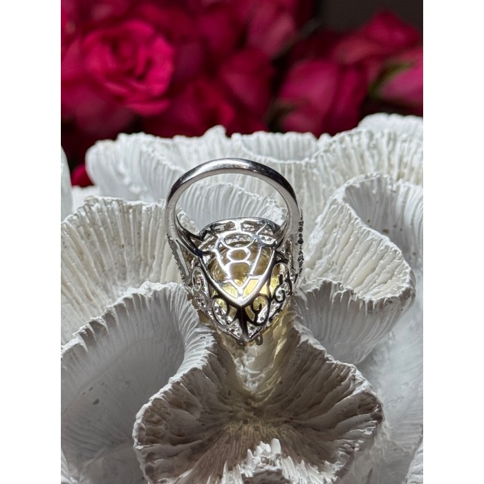 925 Sterling Silver Citrine & Beryl Ring Size 8.5