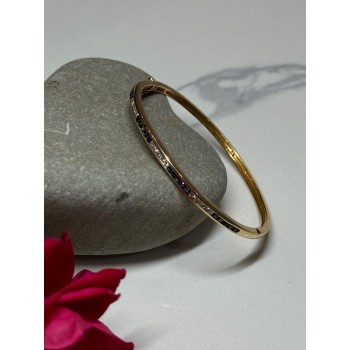 14K YELLOW GOLD BRACELET BLUE & WHITE SAPPHIRE