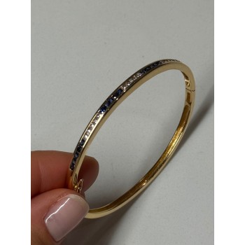 14K YELLOW GOLD BRACELET BLUE & WHITE SAPPHIRE
