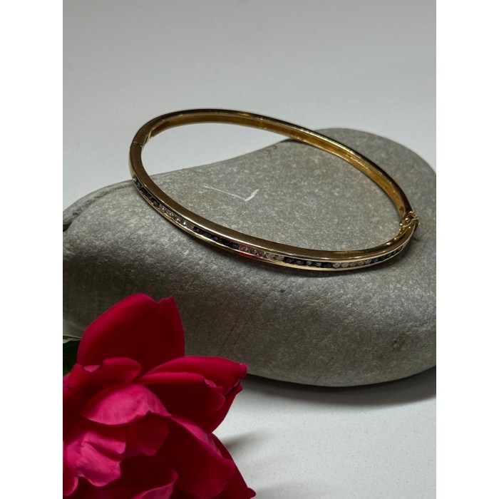 14K YELLOW GOLD BRACELET BLUE & WHITE SAPPHIRE