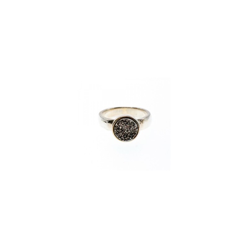 925 Sterling Silver Pyrite Ring Size 5.5