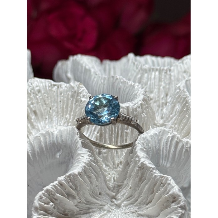 925 Sterling Silver Topaz & Beryl Ring Size 6