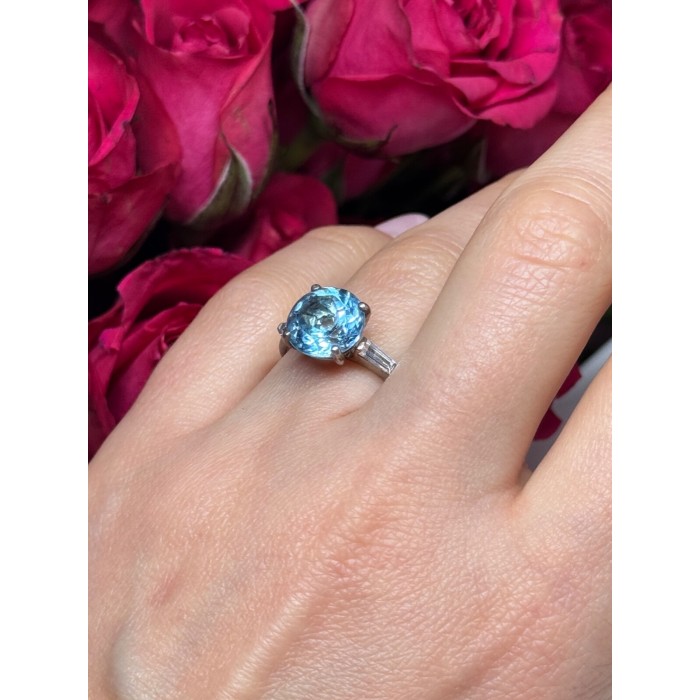 925 Sterling Silver Topaz & Beryl Ring Size 6