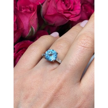 925 Sterling Silver Topaz & Beryl Ring Size 6