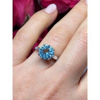 925 Sterling Silver Topaz & Beryl Ring Size 6