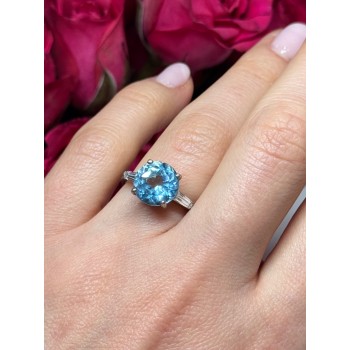 925 Sterling Silver Topaz & Beryl Ring Size 6