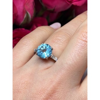 925 Sterling Silver Topaz & Beryl Ring Size 6