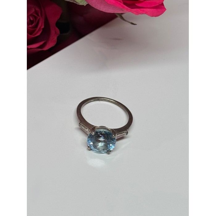 925 Sterling Silver Topaz & Beryl Ring Size 6