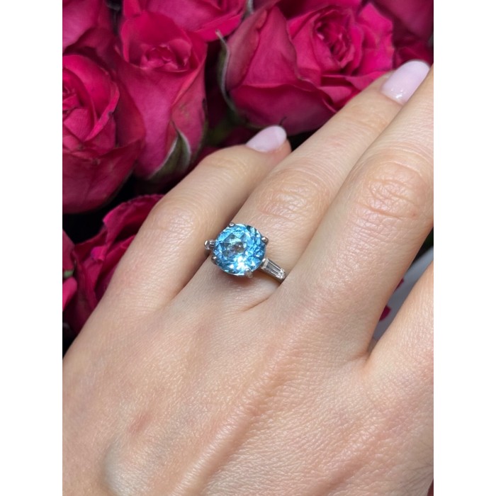 925 Sterling Silver Topaz & Beryl Ring Size 6