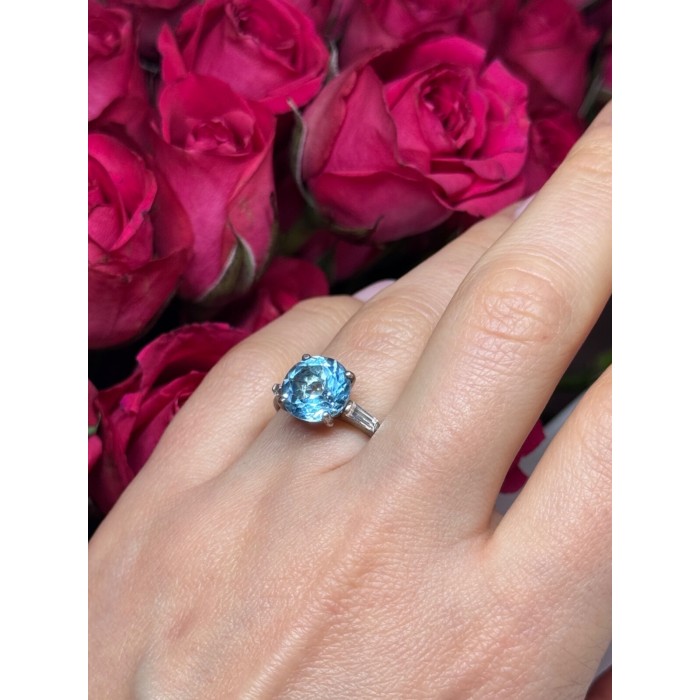 925 Sterling Silver Topaz & Beryl Ring Size 6