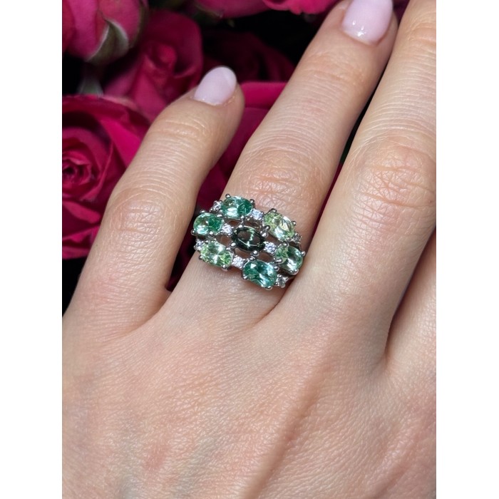925 Sterling Silver Spinel & CZ Ring Size 6