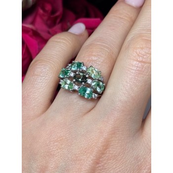 925 Sterling Silver Spinel & CZ Ring Size 6