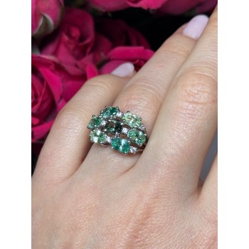925 Sterling Silver Spinel & CZ Ring Size 6