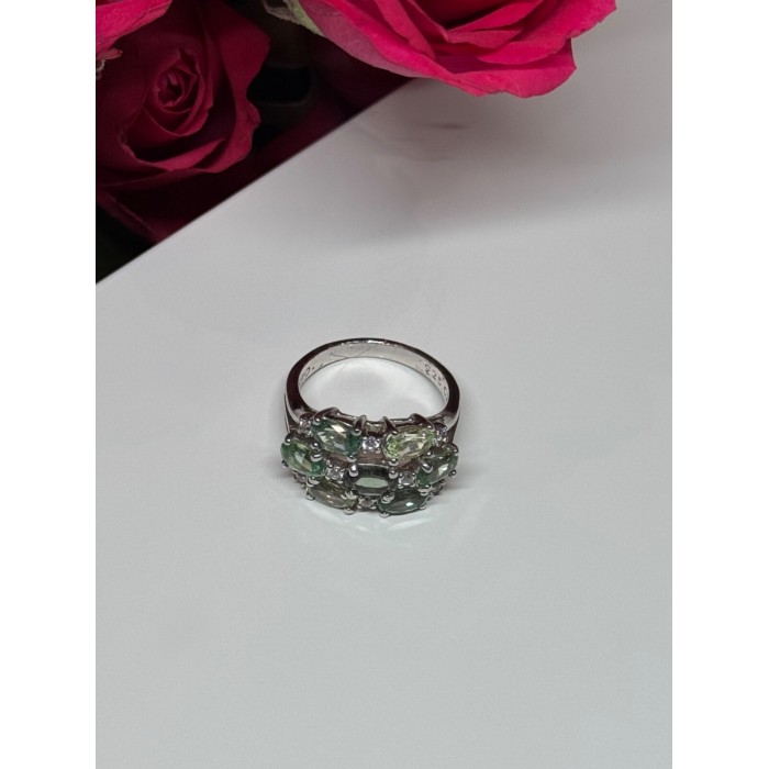 925 Sterling Silver Spinel & CZ Ring Size 6