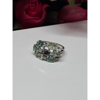925 Sterling Silver Spinel & CZ Ring Size 6