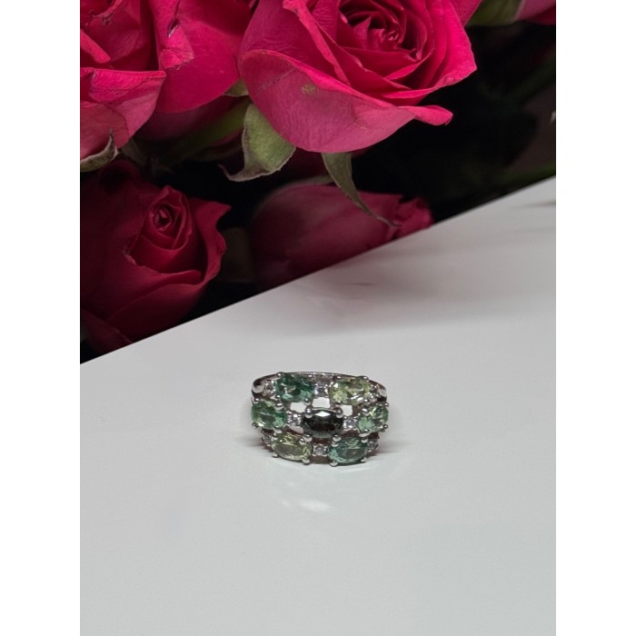 925 Sterling Silver Spinel & CZ Ring Size 6