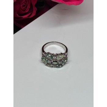 925 Sterling Silver Spinel & CZ Ring Size 6