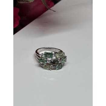 925 Sterling Silver Spinel & CZ Ring Size 6
