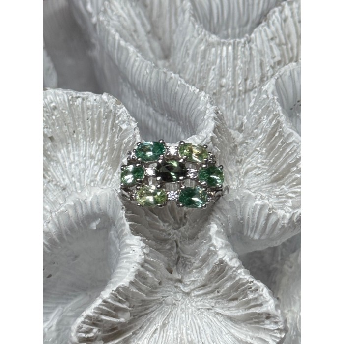 925 Sterling Silver Spinel & CZ Ring Size 6