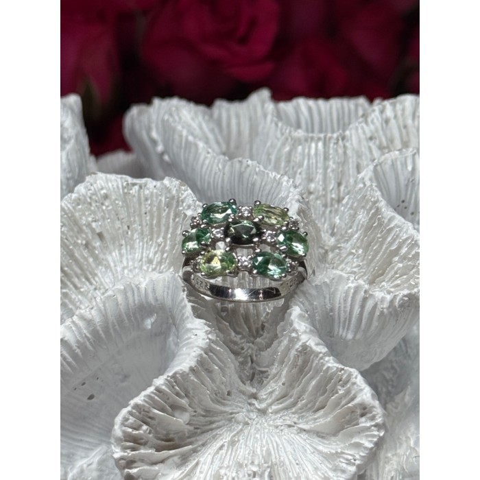 925 Sterling Silver Spinel & CZ Ring Size 6