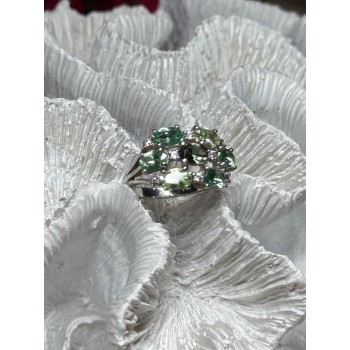 925 Sterling Silver Spinel & CZ Ring Size 6