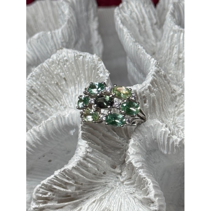 925 Sterling Silver Spinel & CZ Ring Size 6