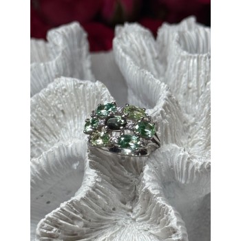 925 Sterling Silver Spinel & CZ Ring Size 6